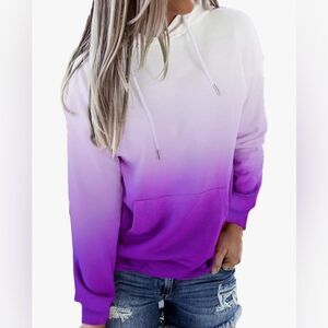 Women’s Sweatshirt - Hoodie - Tie Dye Ombré - Purple - L - New